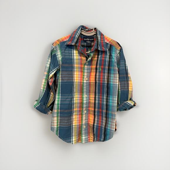 RALPH LAUREN Boys 5t Dress Shirt Button-Down Plaid - Picture 1 of 5